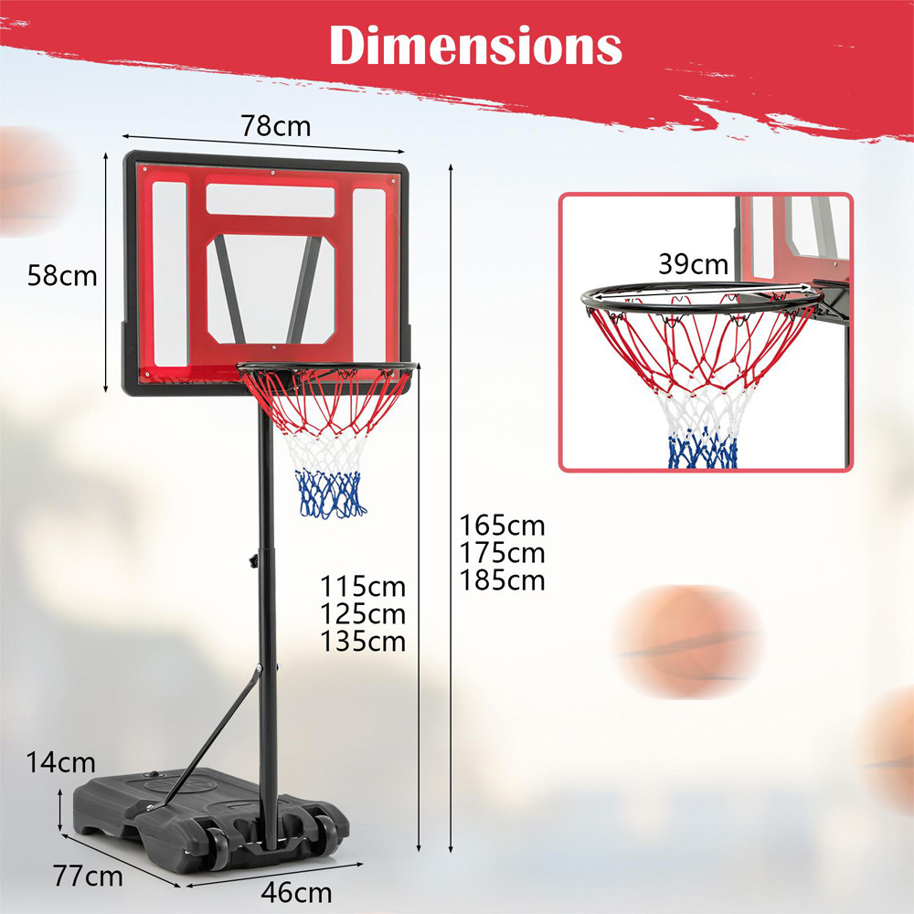 Costway Red Swimming Pool Basketball Hoop Set Image 9