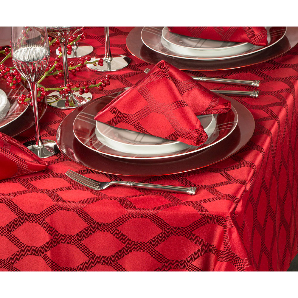Waterside Geo Red 9 Piece Tablecloth Set Image 2