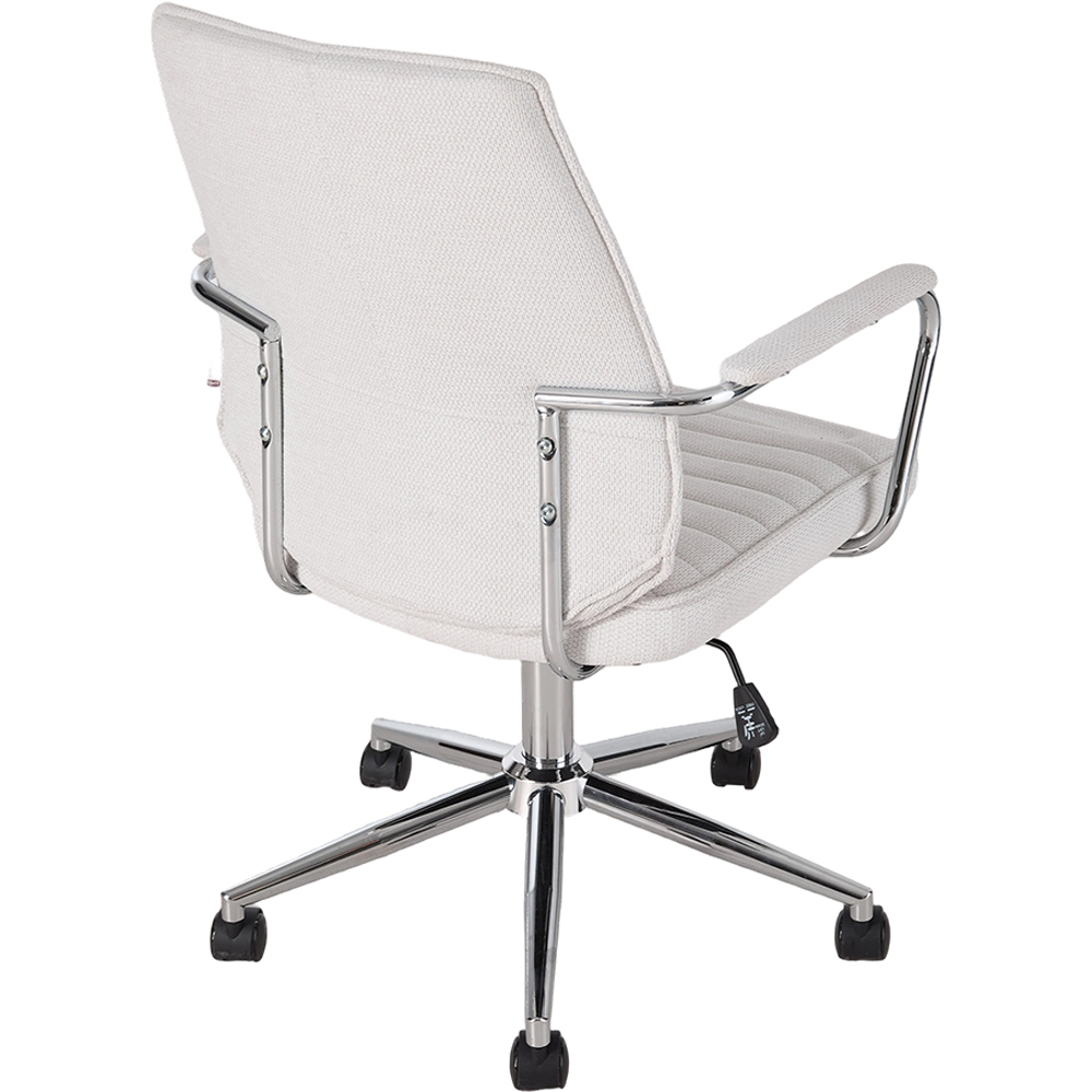 Living and Home White Chenille Swivel and Adjustable High Back Retro Office Chair Image 4