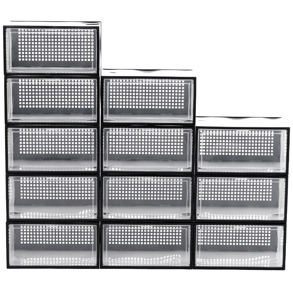 Living and Home Set of 12 Clear Plastic Stackable Shoe Storage Box 18cm Image 1