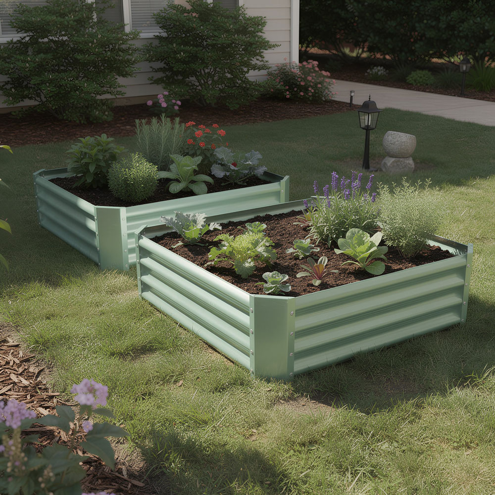 Harbour Housewares Green Square Galvanised Steel Raised Garden Bed 90 x 90cm Image 3