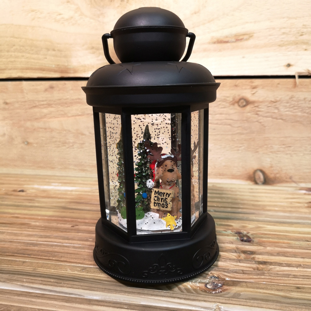 Samuel Alexander Black Dog and Tree Scene Water Spinner Lantern 18cm Image 4