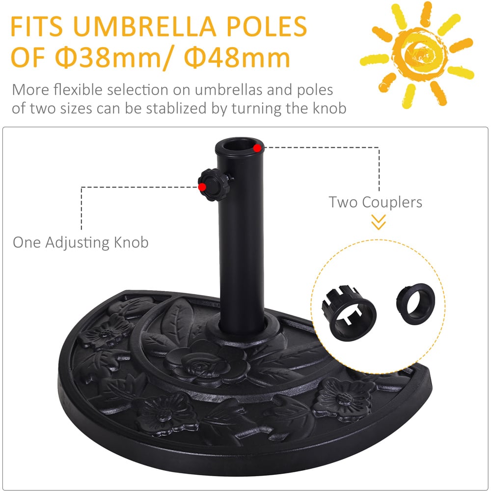 Outsunny Half Round Parasol Umbrella Base 9kg Image 6