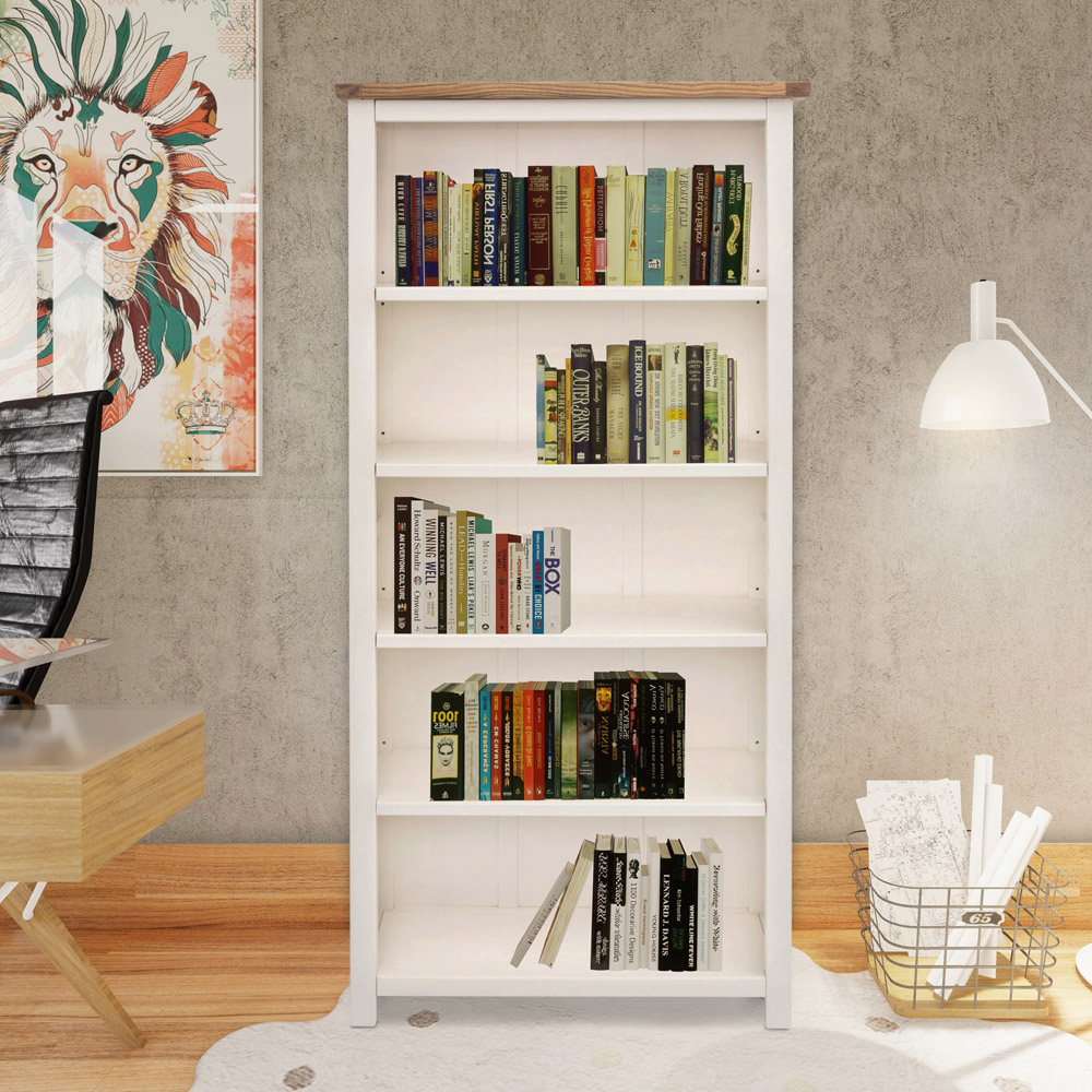 Lovere 5 Shelf Off White Bookcase Image 6