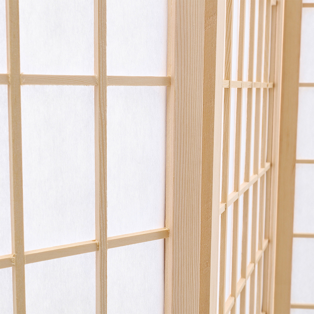 Living and Home 4 Panel Natural Folding Wooden Privacy Screen Image 7