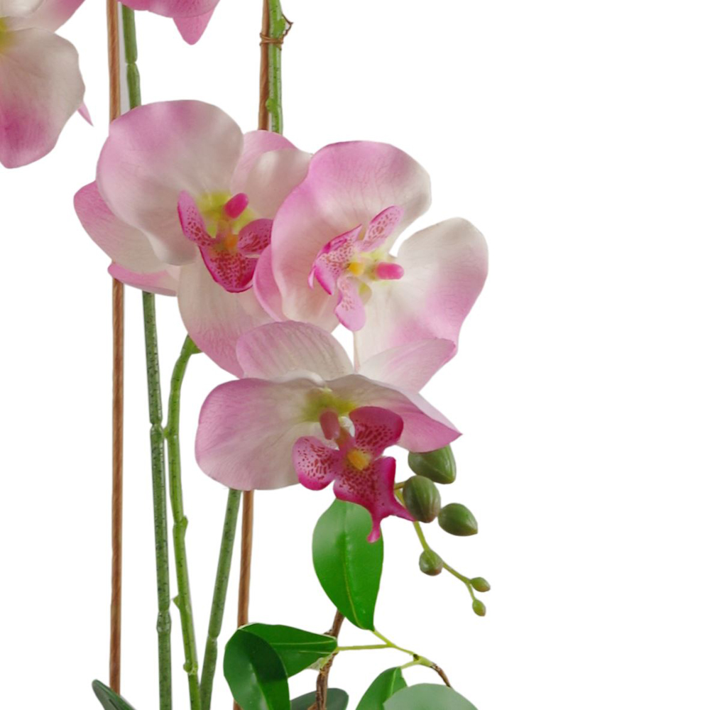 Leaf Light Pink Artificial Orchid in Glazed Planter 2.13ft Image 2