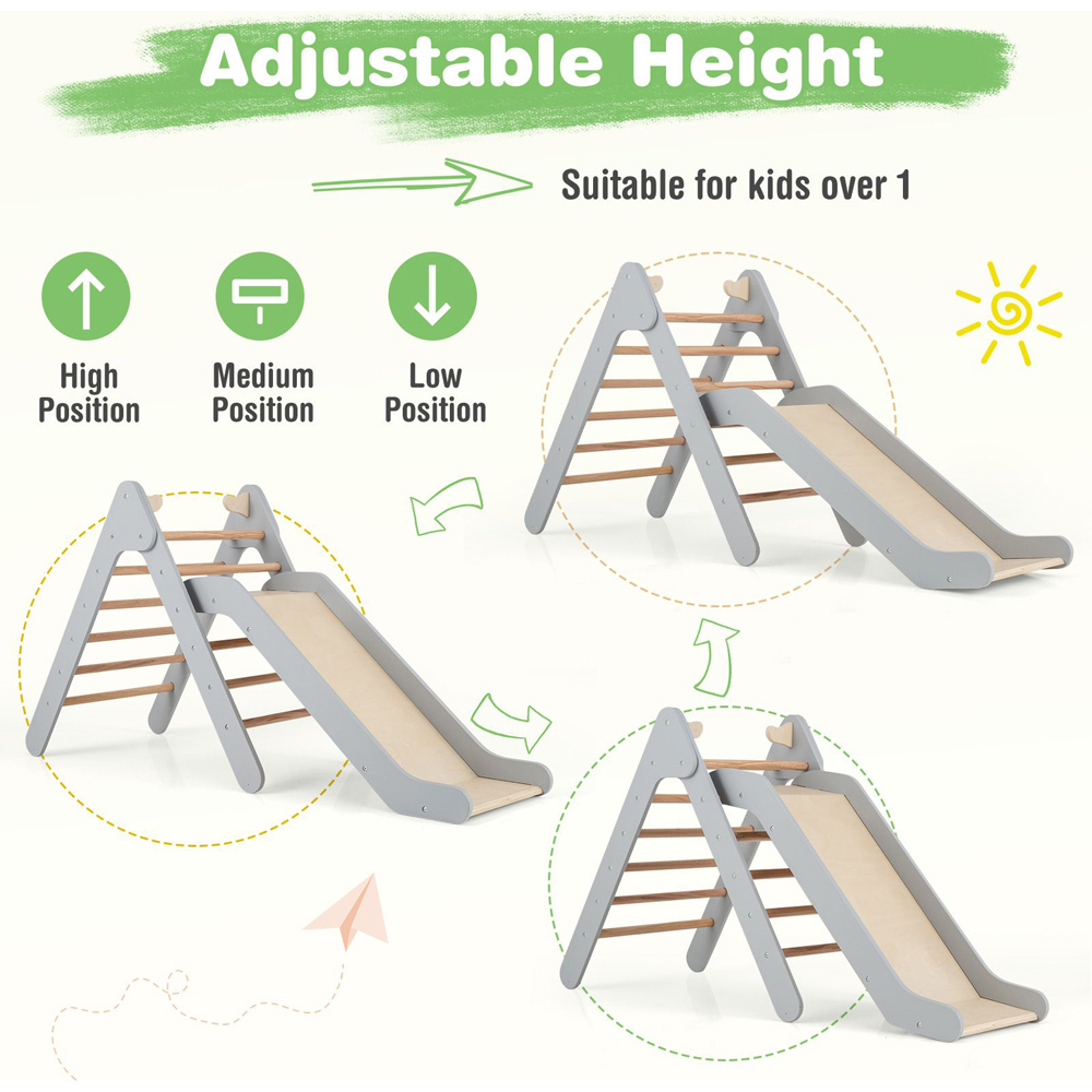 Costway Kids 2 in 1 Triangle Toy with Adjustable Slide Image 4