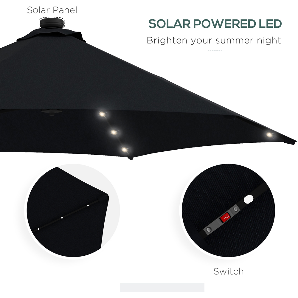 Outsunny Black Solar LED Cantilever Parasol with Cross Base 3m Image 5