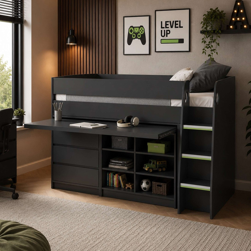 Julian Bowen Vespa Anthracite Mid Sleeper Bed with Desk Image 8