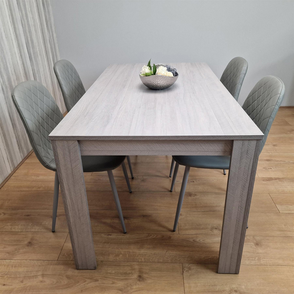 Kosy Koala 4 Seater Faux Leather Gem Pattern Rectangular Dining Set Grey Image 3