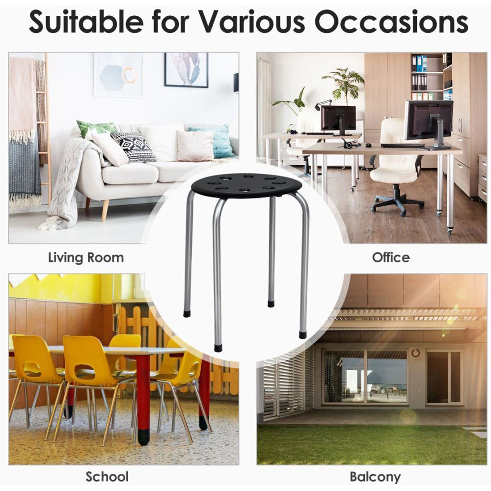 Costway Set of 6 Grey Stackable Dining Chairs Image 8