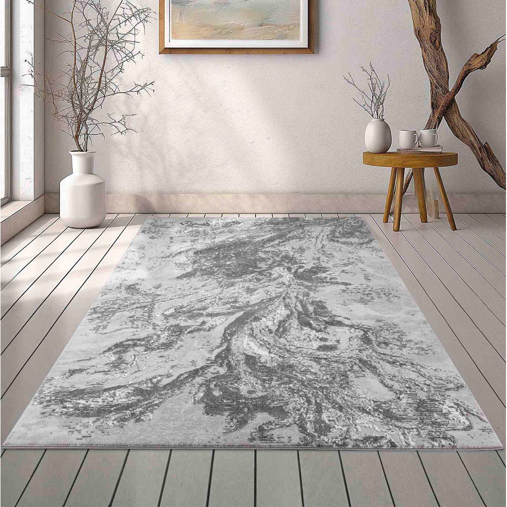 Desire Rugs Serenity Grey Abstract Water Grunge Texture Rug 80 x 150cm Image 2