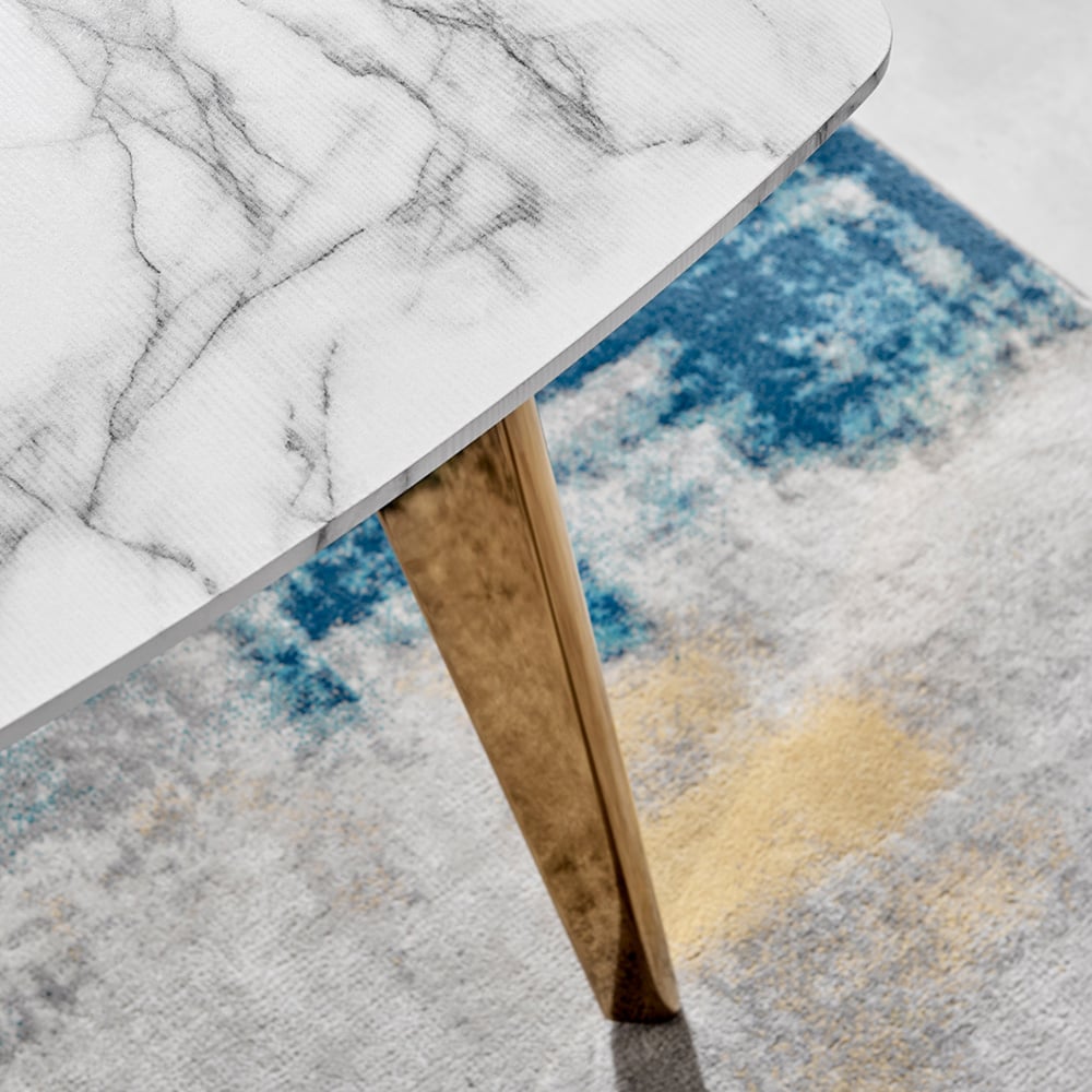 Furniturebox Andros 6 Seater Dining Table Marble Effect and Gold Image 4