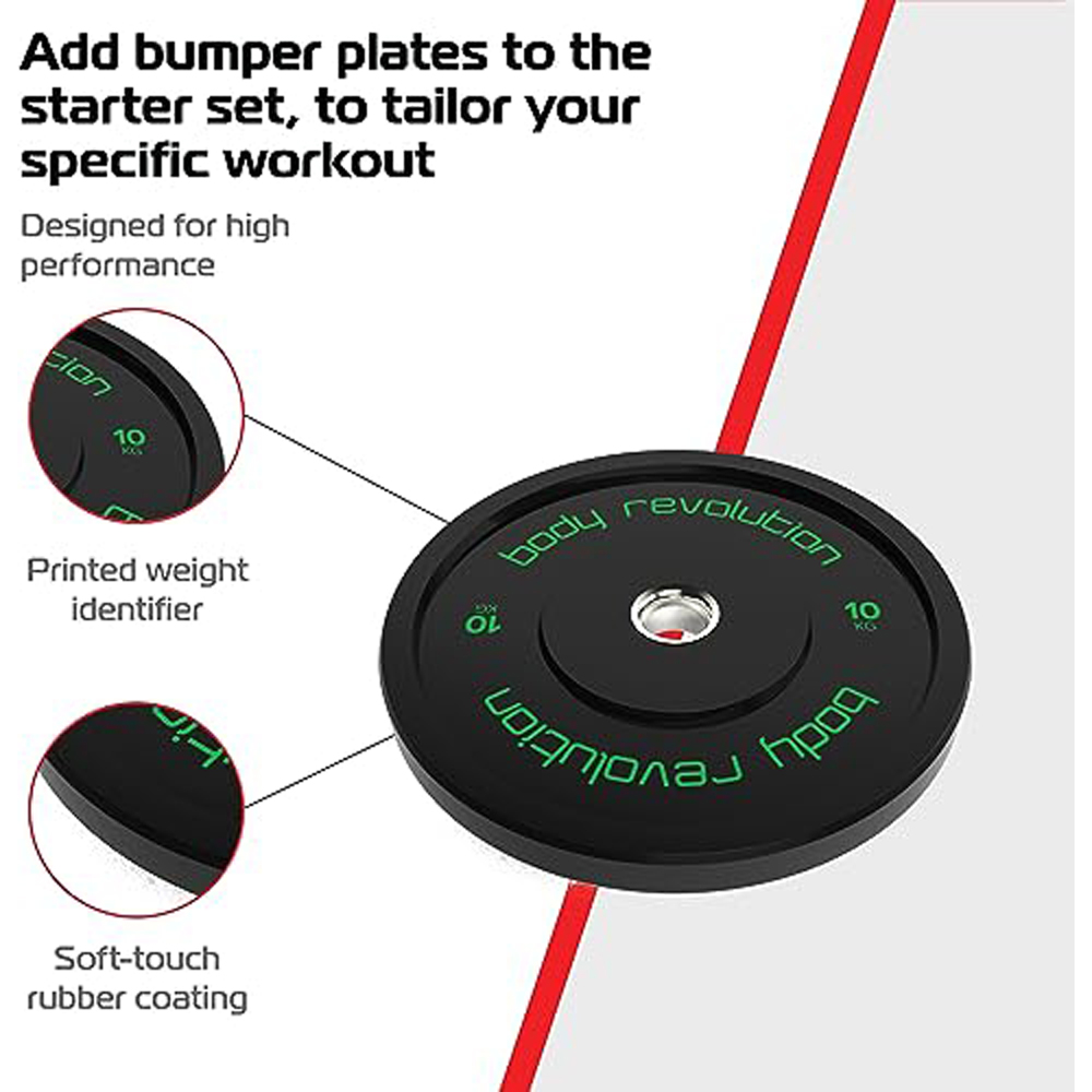 MonsterShop Olympic Weightlifting Bar and Bumper Plate Set 30kg Image 2