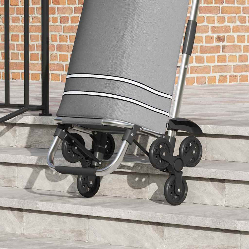 vidaXL 47 x 39 x 100.5cm Grey Foldable Shopping Trolley Image 7