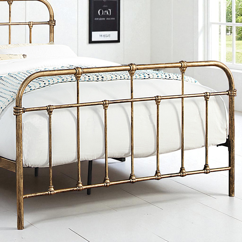 OAT Home Camden King Size Antique Brass Effect Metal Bed Image 5