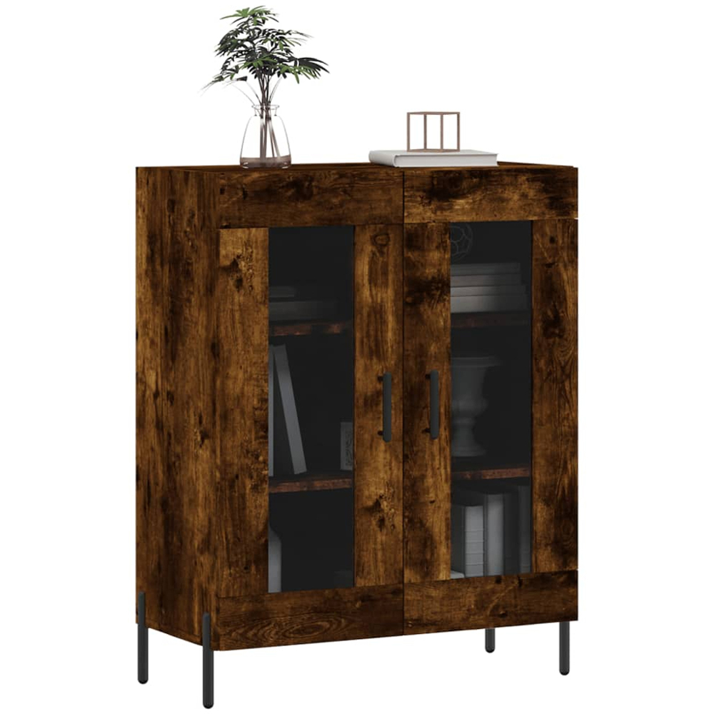 vidaXL 2 Glass Door Smoked Oak Sideboard Image 3