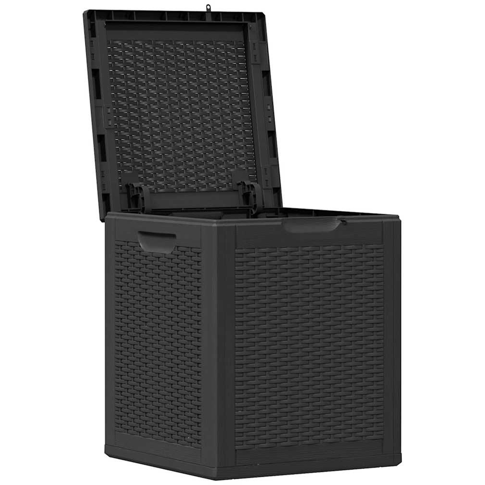 Walplus Black Polypropylene Rattan Look Storage Box 51 x 43 x 44cm Image 4