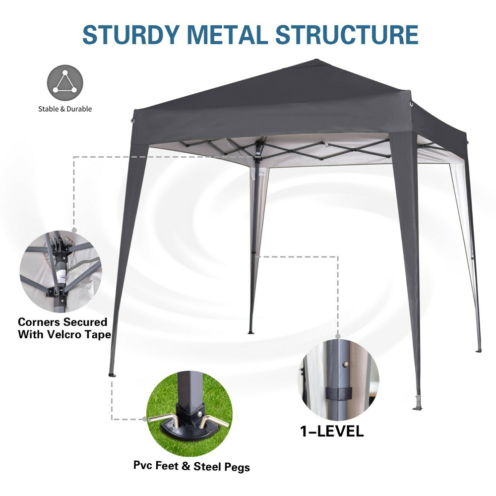 Grey 2 x 2m Pop Up Gazebo with Removable Sidewalls Image 3