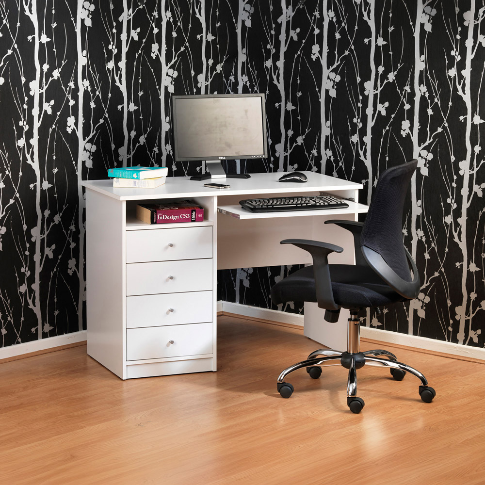 Alphason Marymount 4 Drawer White Office Desk Image 8
