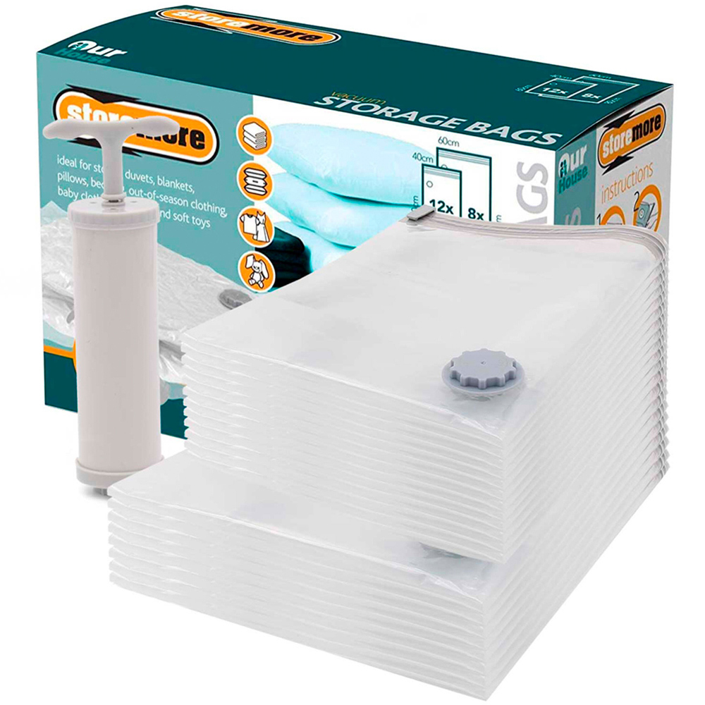 OurHouse Vacuum Bag Set with Pump 20 Pack Image 1