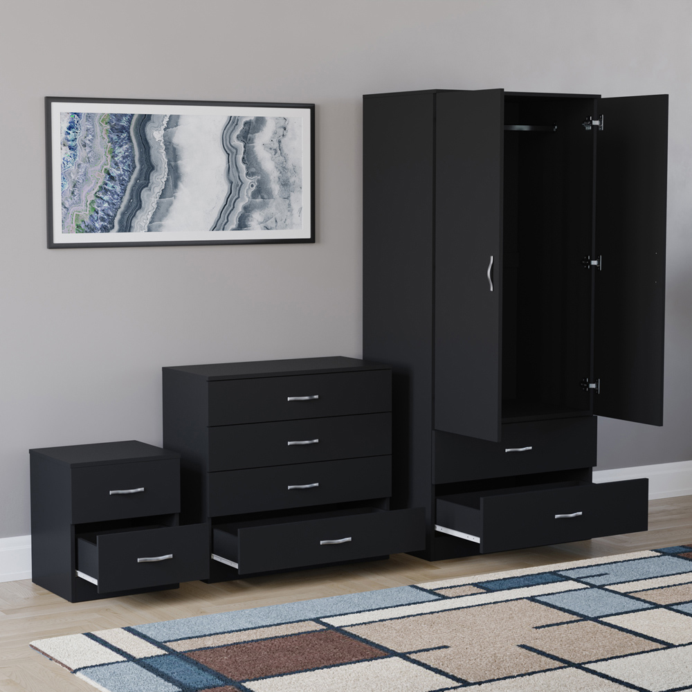 VIDA DESIGNS Riano Black 3 Piece Bedroom Furniture Set Image 4