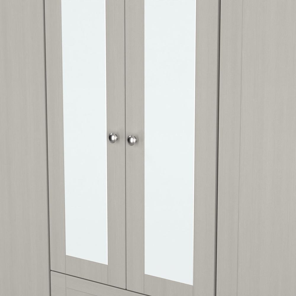 Crowndale Sussex 6 Door 2 Drawer Grey Ash and Bardolino Oak Tall Mirror Wardrobe Ready Assembled Image 8