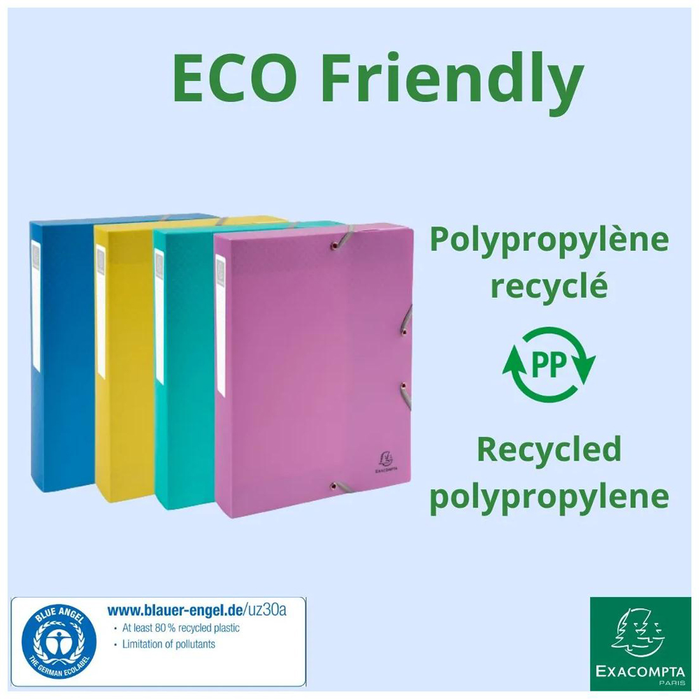 Exacompta A4 Multicolour Recycled PP Filing Box 8 Pack Image 7