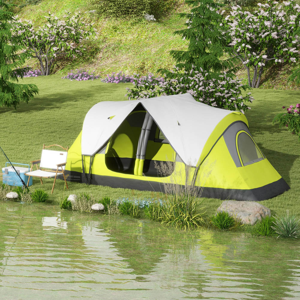 Outsunny 5-6 Person Camping Tent with 2 Bedroom and Waterproof Rainfly Yellow Image 2