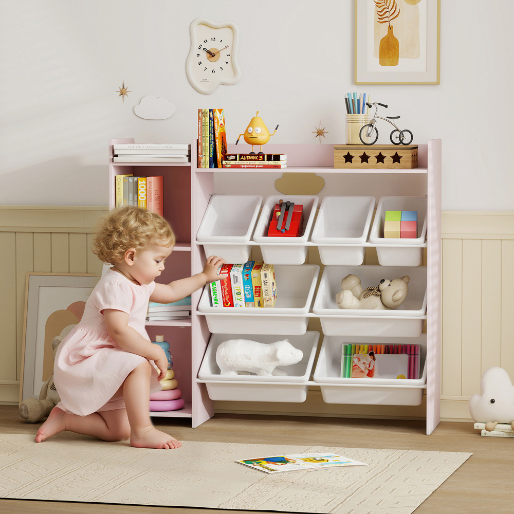 AIYAPLAY 8 Bins Pink Toy Storage Unit Image 4