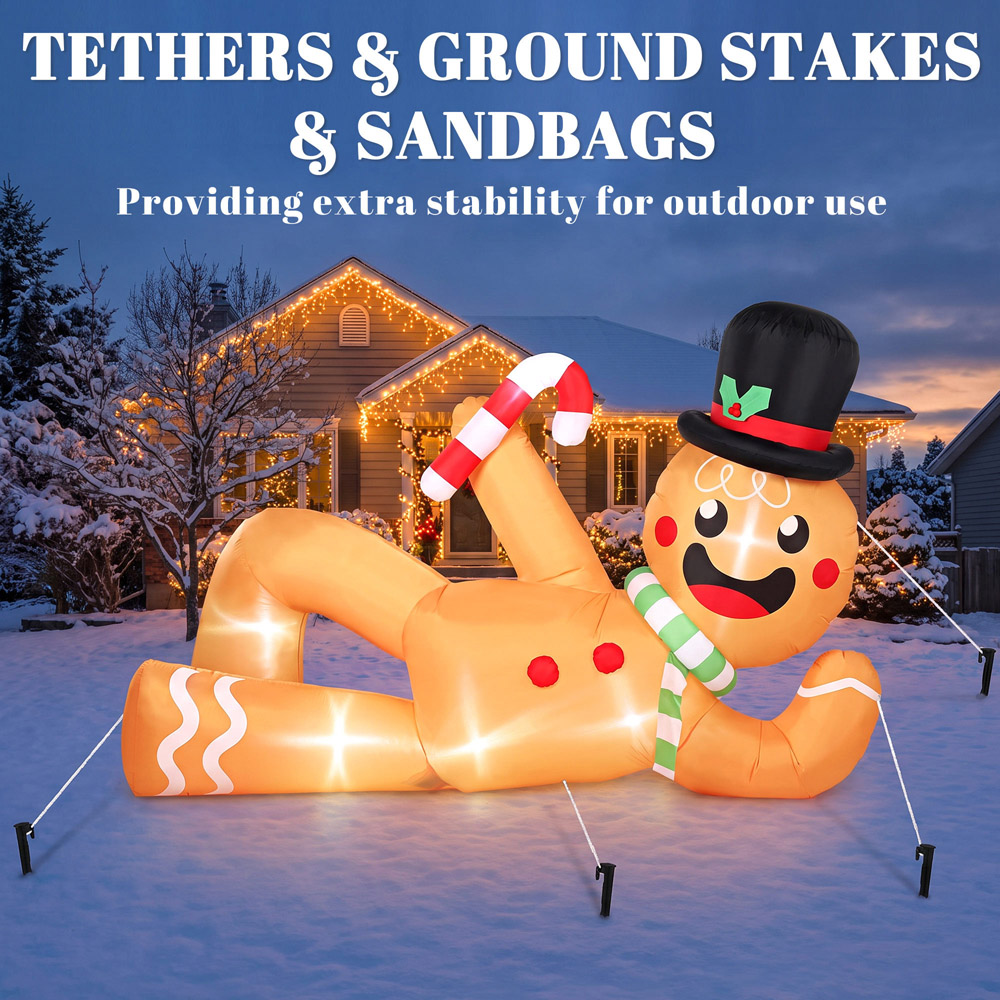Outsunny 18 LED Gingerbread Inflatable Outdoor Christmas Decoration 10ft Image 7
