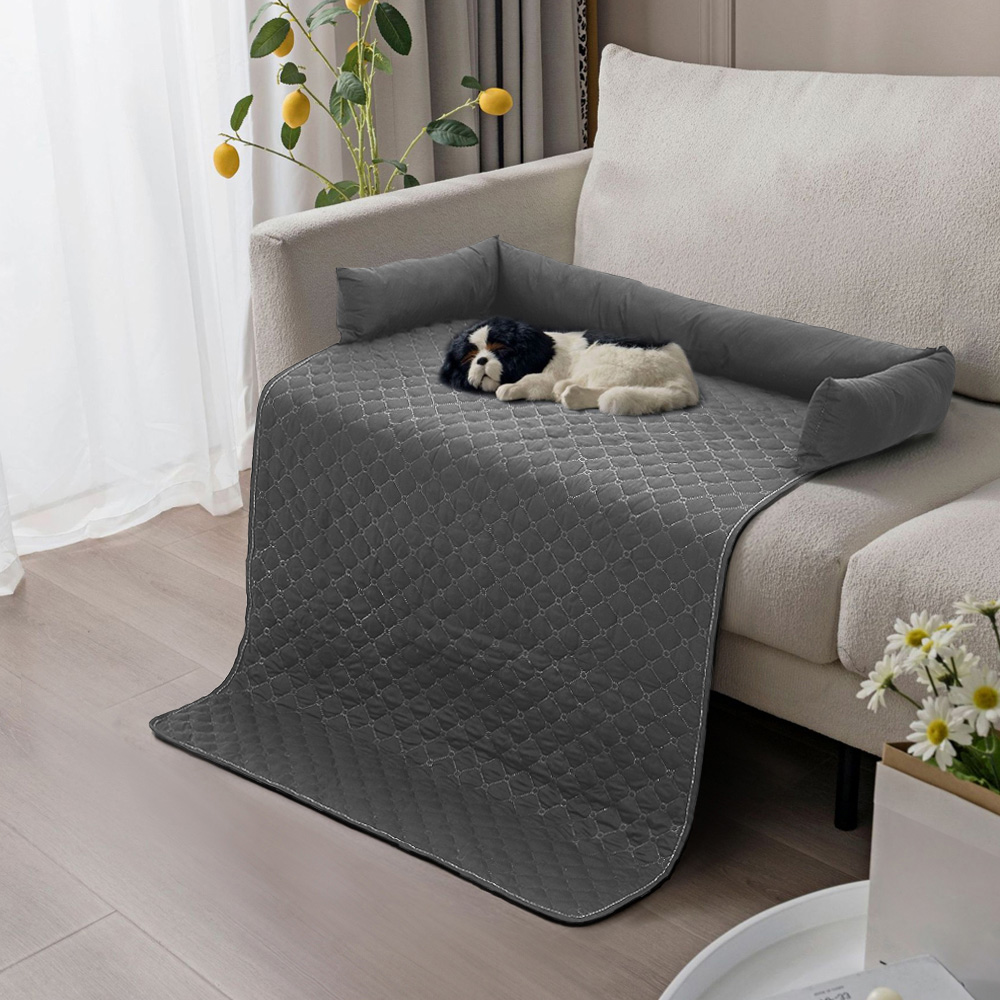H&O Direct Dark Grey Waterproof Bolster Pet Mat 75 x 120cm Image 2