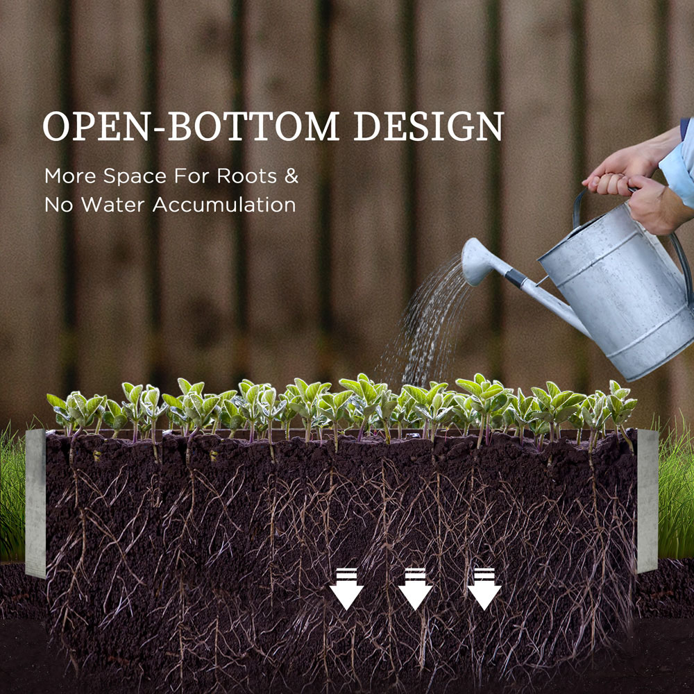 Outsunny Grey and White Raised Bed Garden Box Planter with Greenhouse Image 6