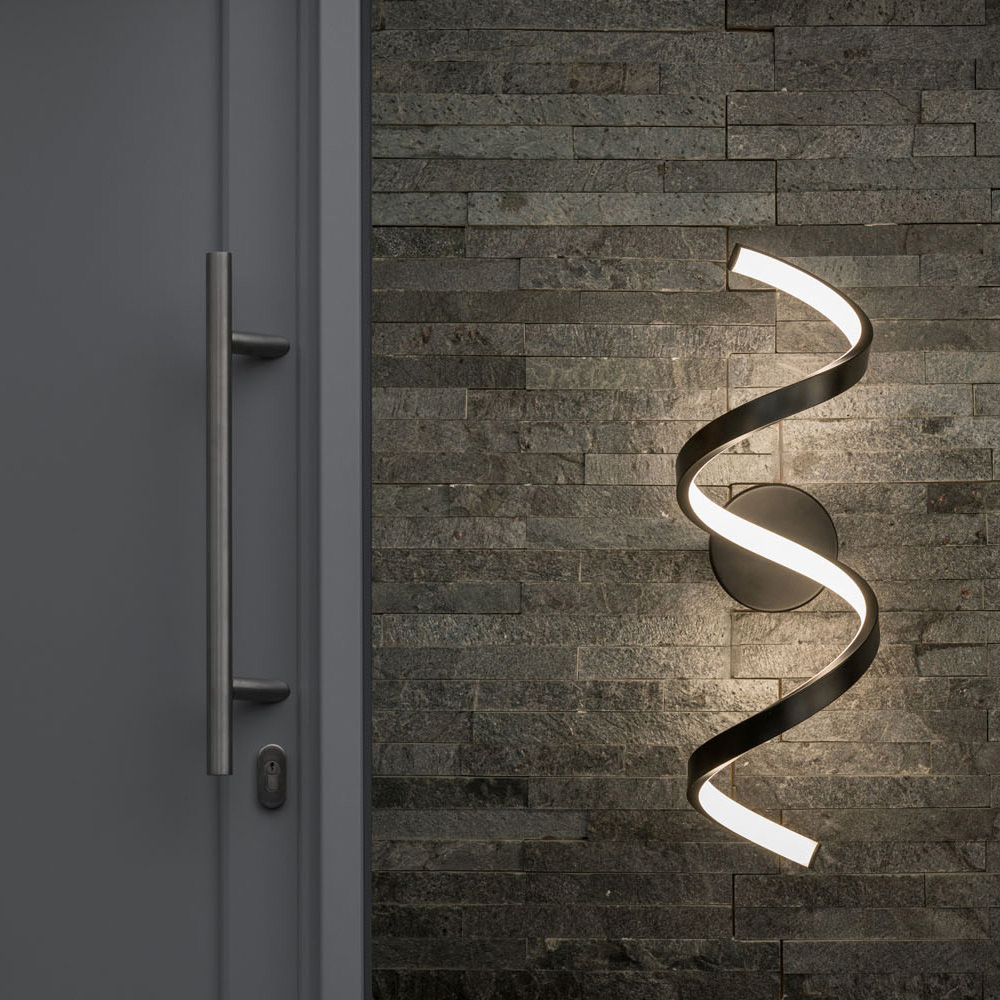 ValueLights Infinity Matt Black Single Twist IP44 Integrated LED Wall Light Image 2