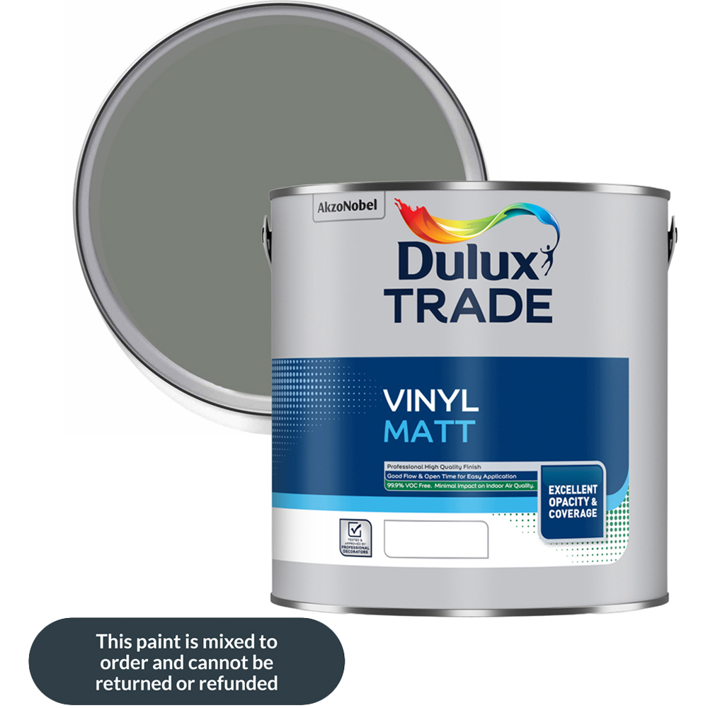 Dulux Trade Waxed Khaki Walls and Ceilings Vinyl Matt Paint 2.5L Image 1