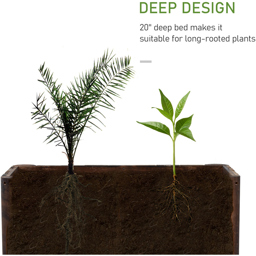 Outsunny Wooden Raised Garden Bed with Drainage Gaps 45 x 50 x 120cm Image 3