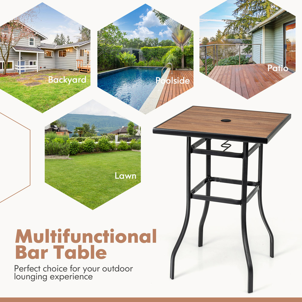 Costway Square Bar Height Poolside Table Image 4
