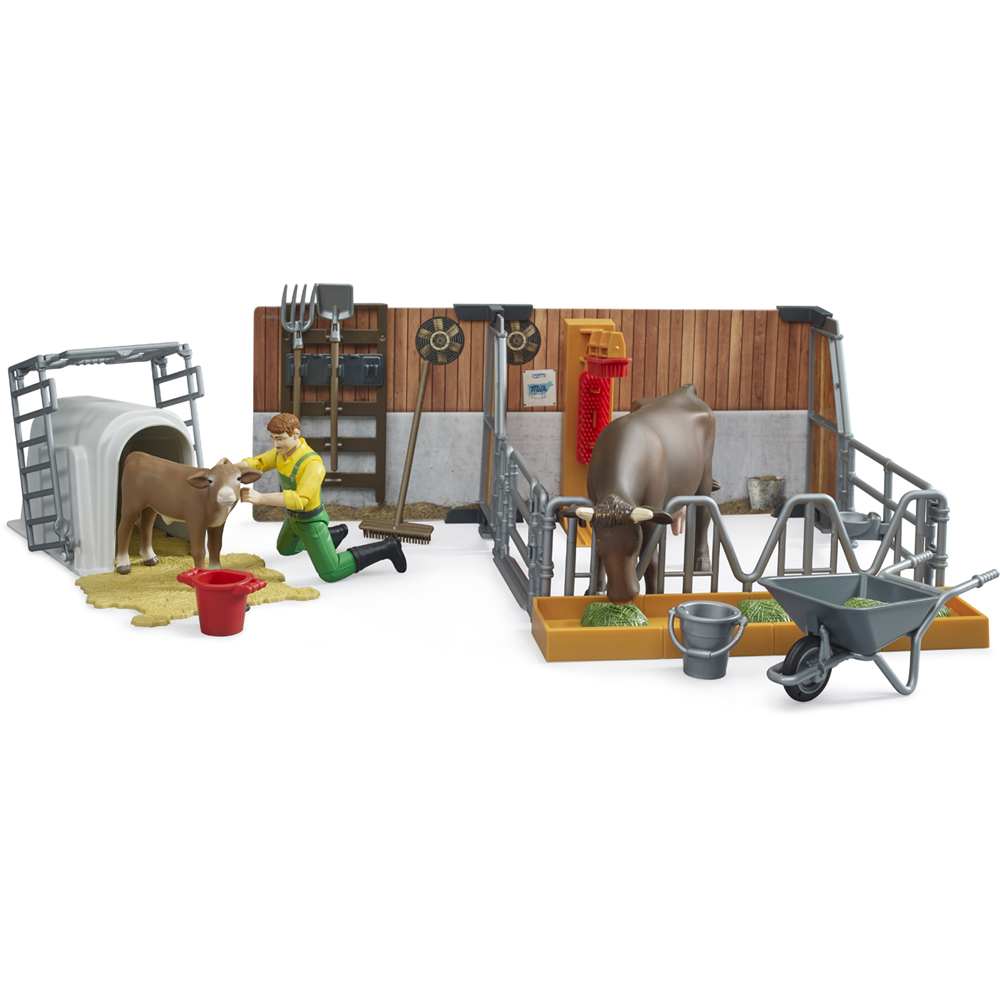 Bruder Bworld Cow and Calf Barn with Farmer Figure and Accessories Image 6