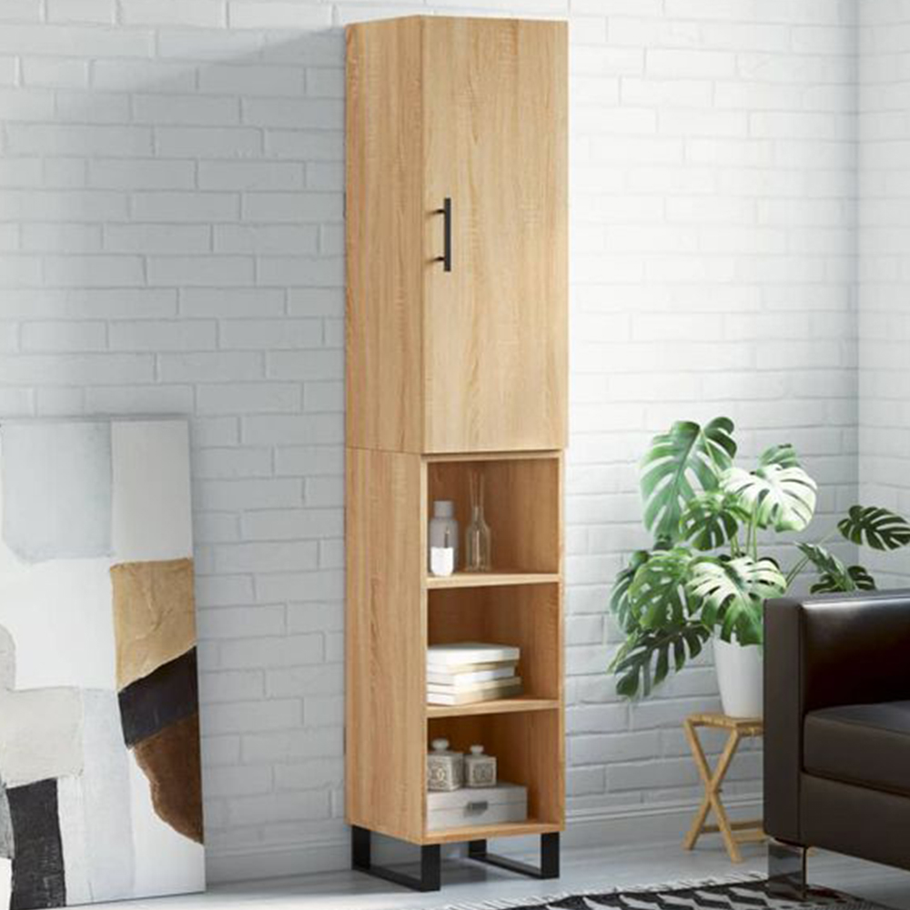 vidaXL Single Door 3 Shelf Sonoma Oak Highboard Image 1