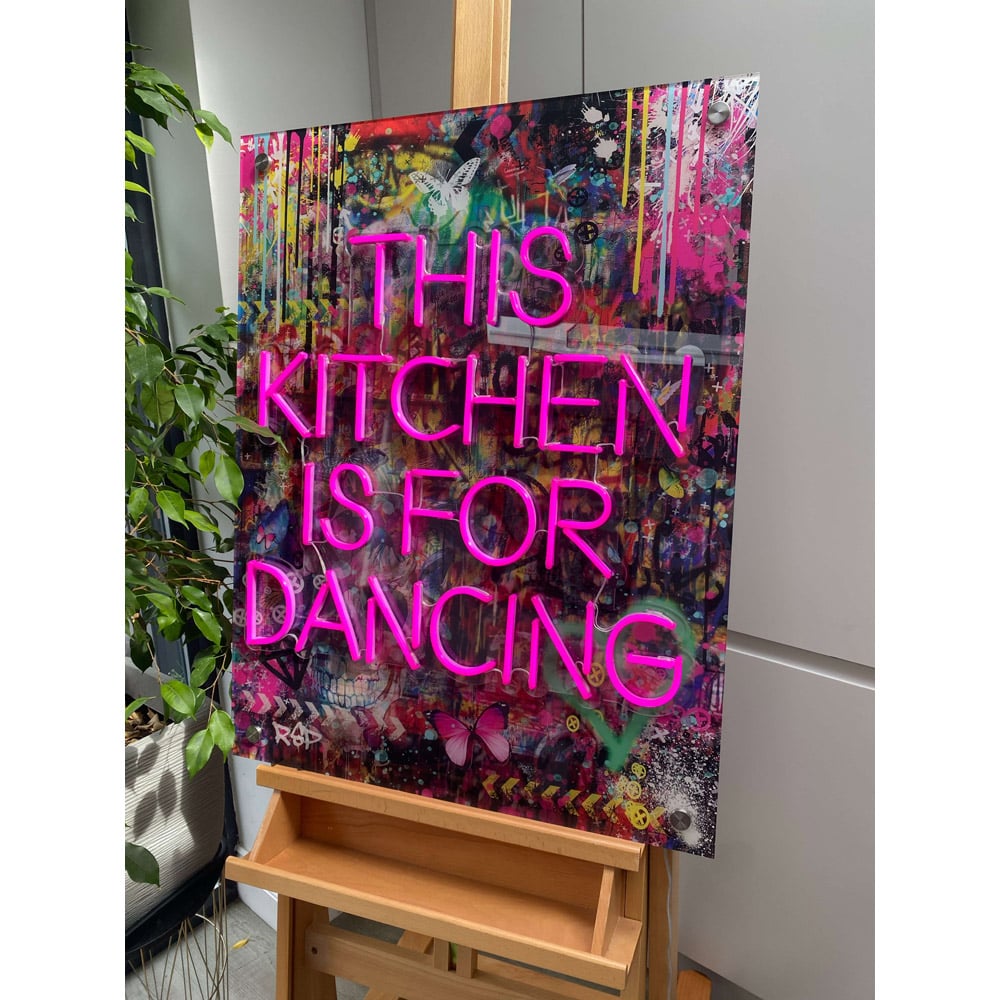 Splashbax This Kitchen is for Dancing Unframed LED Neon Wall Art Image 5