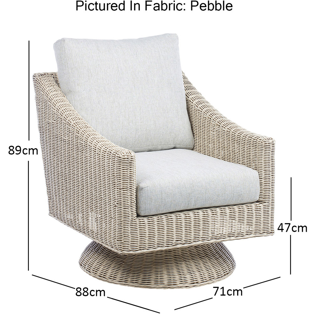 Desser Dijon Natural Rattan Pebble Fabric Swivel Chair Image 5