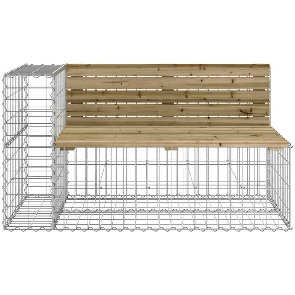 vidaXL Brown Solid Impregnated Pine Wood Gabion Design Garden Bench 122 x 71 x 65.5cm Image 2