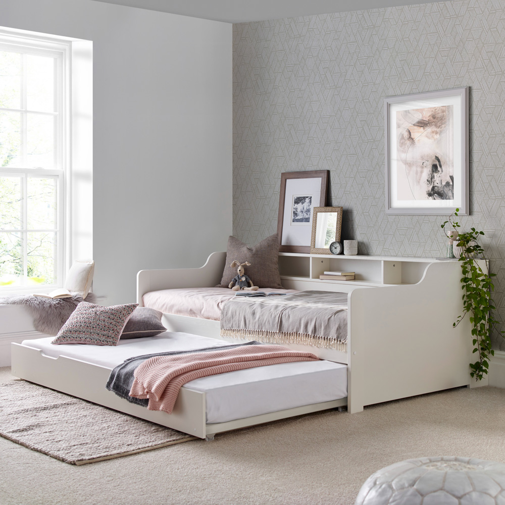 Tyler Single White Bed and Trundle with Orthopaedic Mattress Image 4