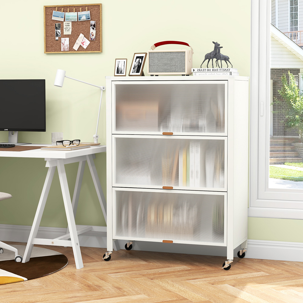 Costway 3 Shelf White Mobile Kitchen Rack Image 4