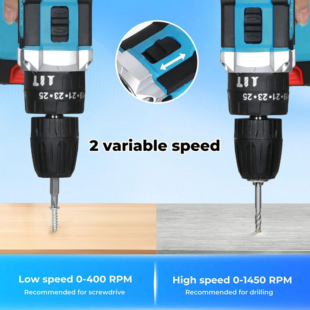 Traderight HW0263 21V Cordless Electric Combi Drill Driver with 2 Batteries and Accessories Image 4