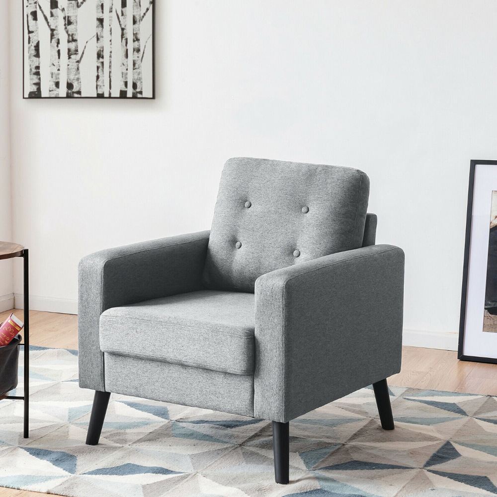 Costway Grey Modern Upholstered Accent Sofa Chair Image 4