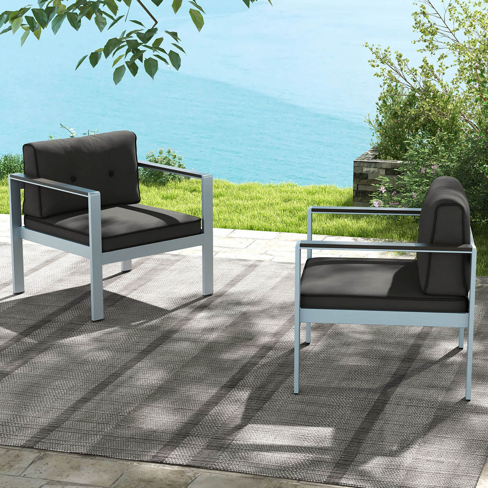 Costway Grey Patio Aluminium Outdoor Sofa Armchair Image 4