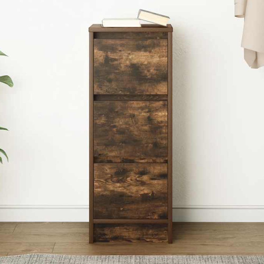 vidaXL 3 Drawer Smoked Oak Sideboard Image 1