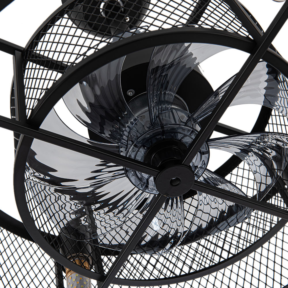 Living and Home 8 Blade Black Industrial Mesh Ceiling Fan Light 15 inch Image 3