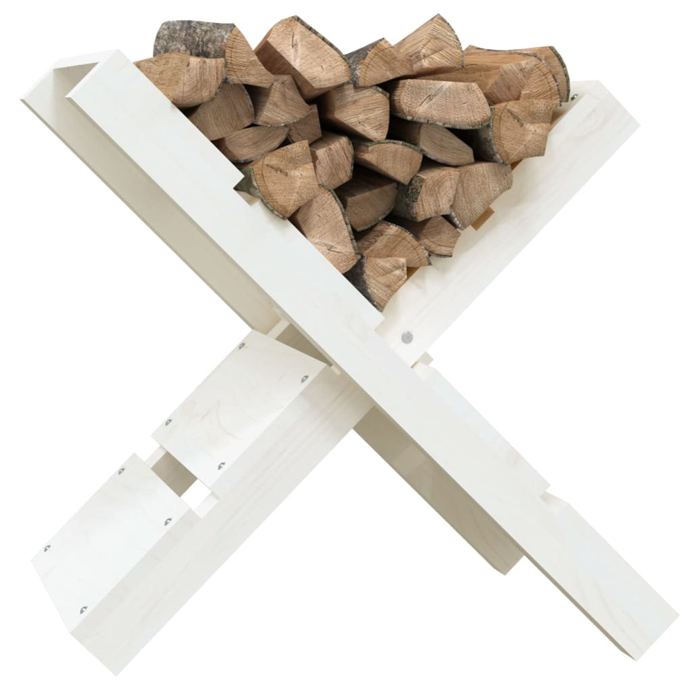 vidaXL White Pine Wood Firewood Log Holder 48 x 47 x 39.5cm Image 3